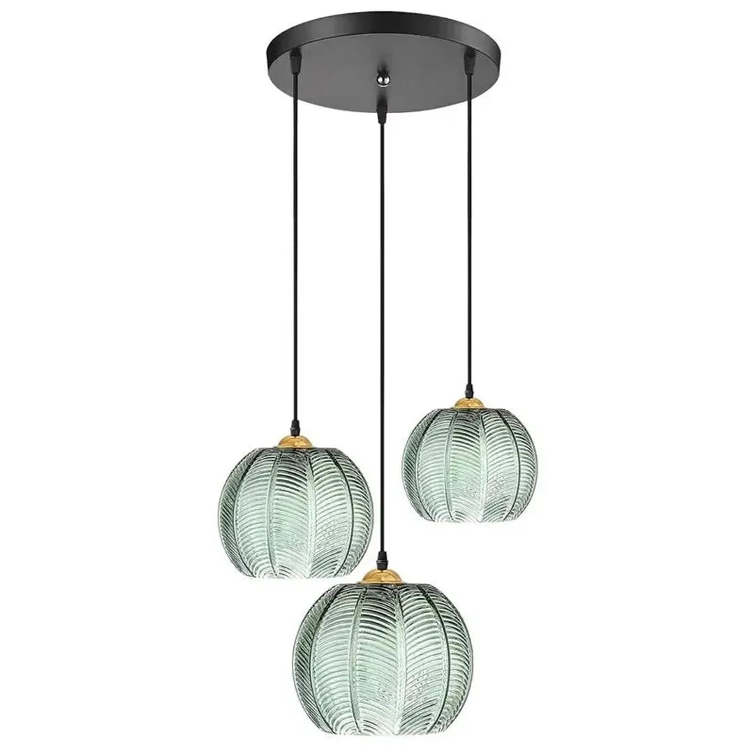 Szklana Lampa Wisząca z Zielonym Motywem Liści – Skandynawski Design – widok produktu 9 | Nuvira Home