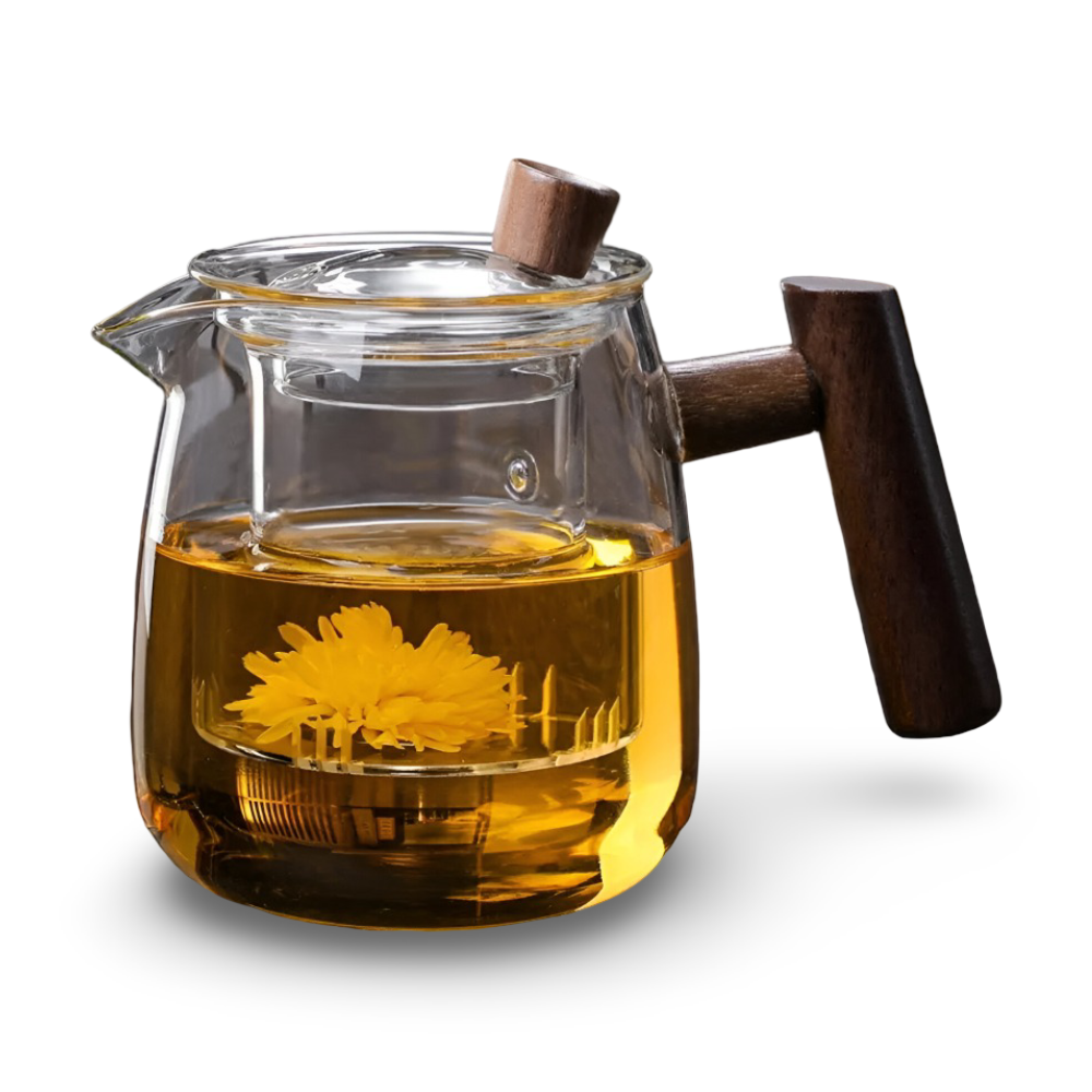 Szklany Dzbanek do Herbaty 600 ml z Drewnianym Uchwytem – widok produktu 3 | Nuvira Home