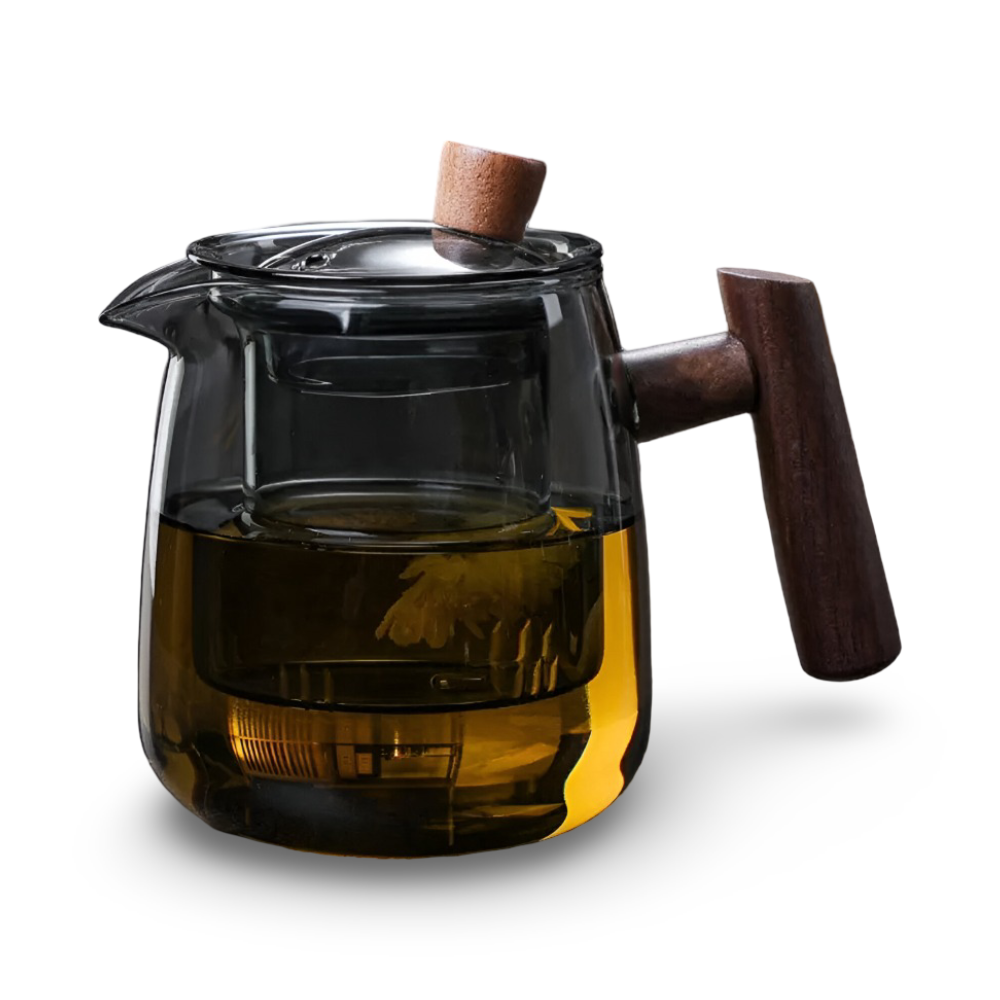 Szklany Dzbanek do Herbaty 600 ml z Drewnianym Uchwytem – widok produktu 4 | Nuvira Home