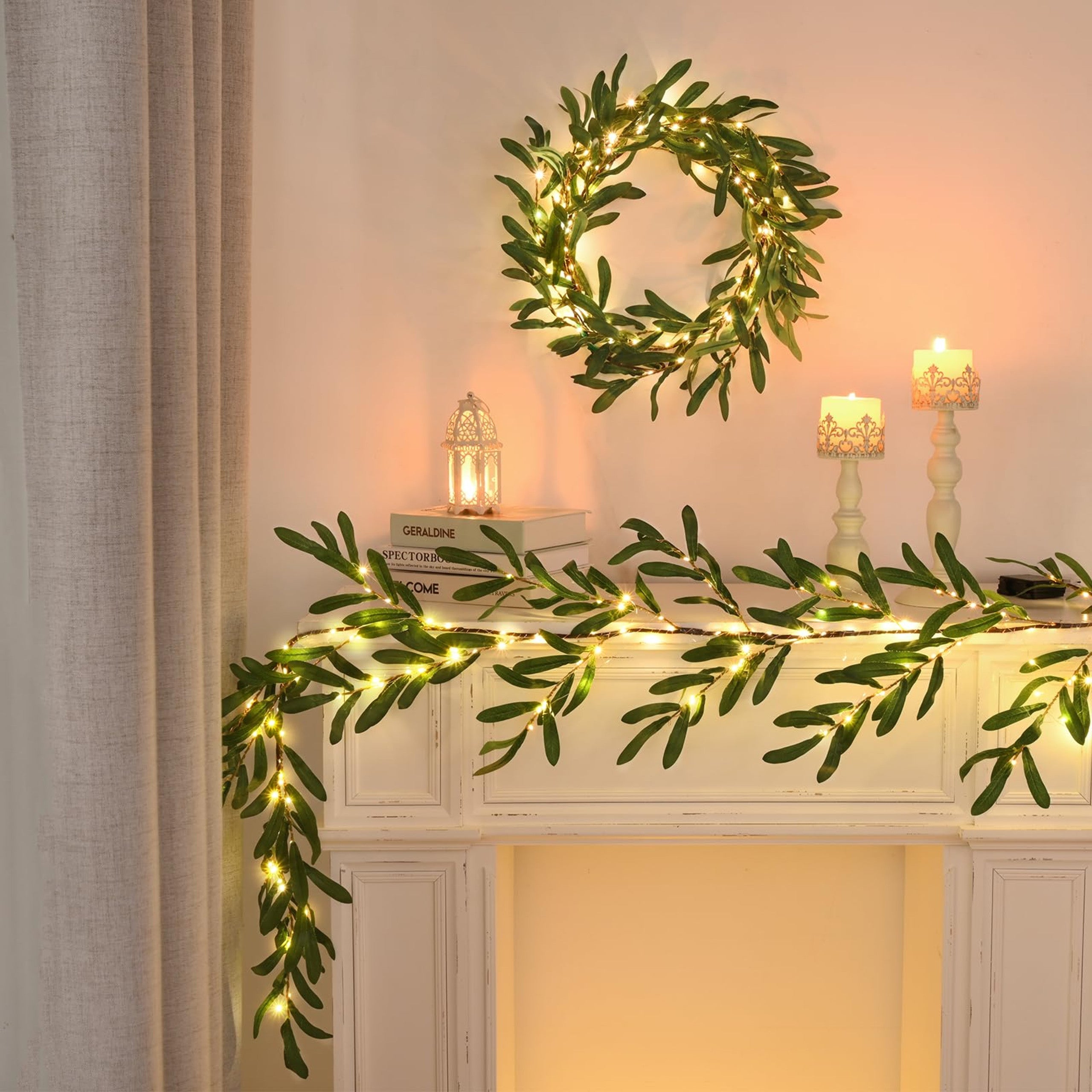 Sztuczna Girlanda Liści Oliwnych z 96 Lampkami LED – widok produktu 2 | Nuvira Home