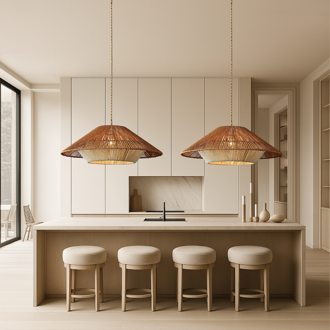 Wisząca Lampa Bambusowa LED O Plecionym Wykończeniu – widok produktu 5 | Nuvira Home