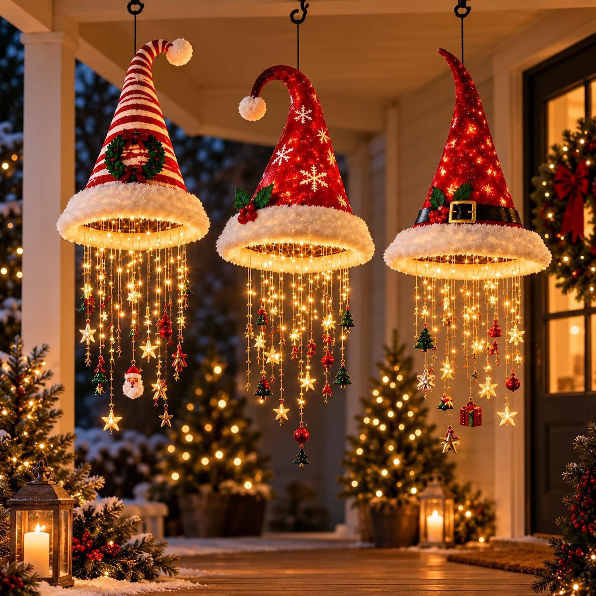 Wiszące Czapki Mikołaja LED 3 szt. – widok produktu 1 | Nuvira Home