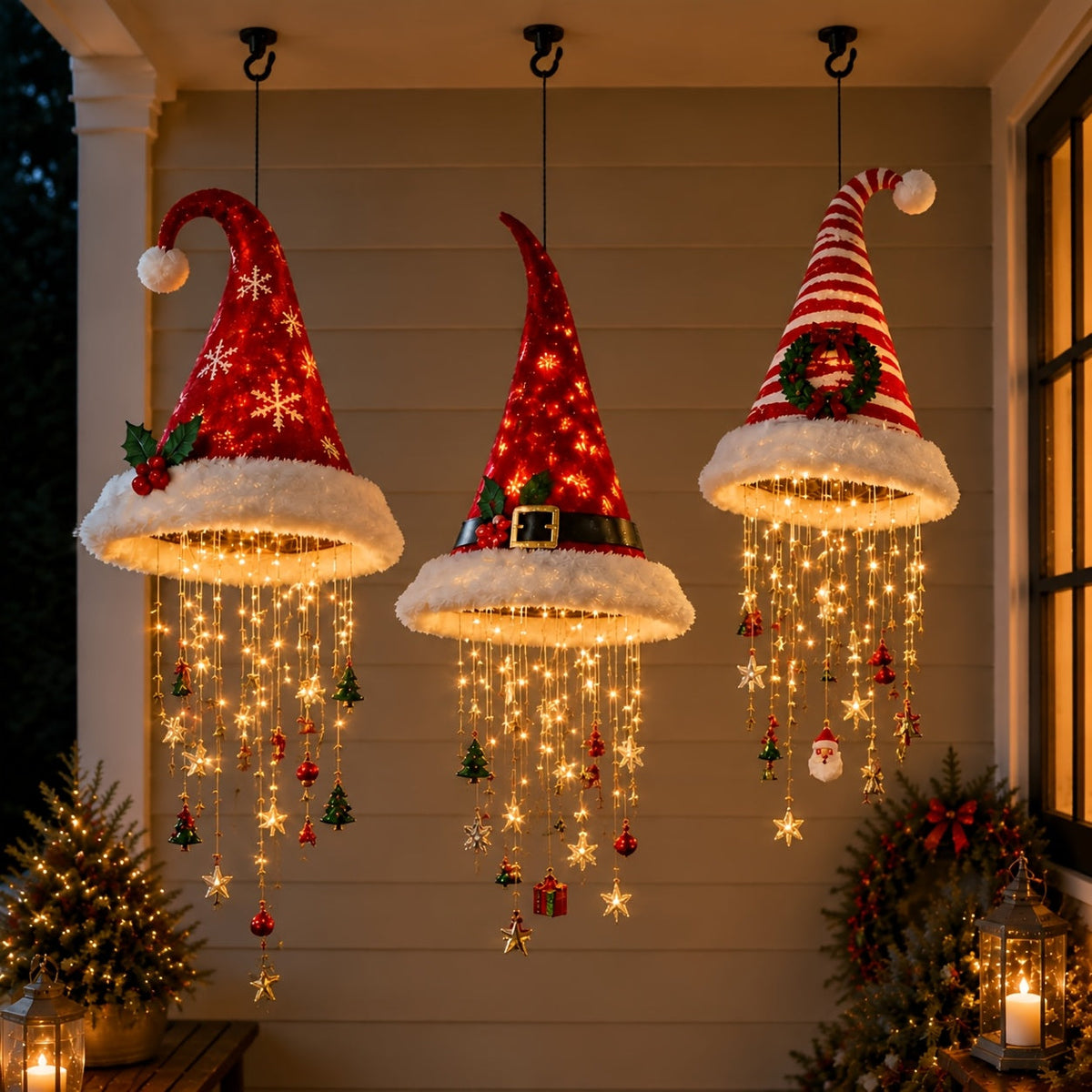 Wiszące Czapki Mikołaja LED 3 szt. – widok produktu 5 | Nuvira Home