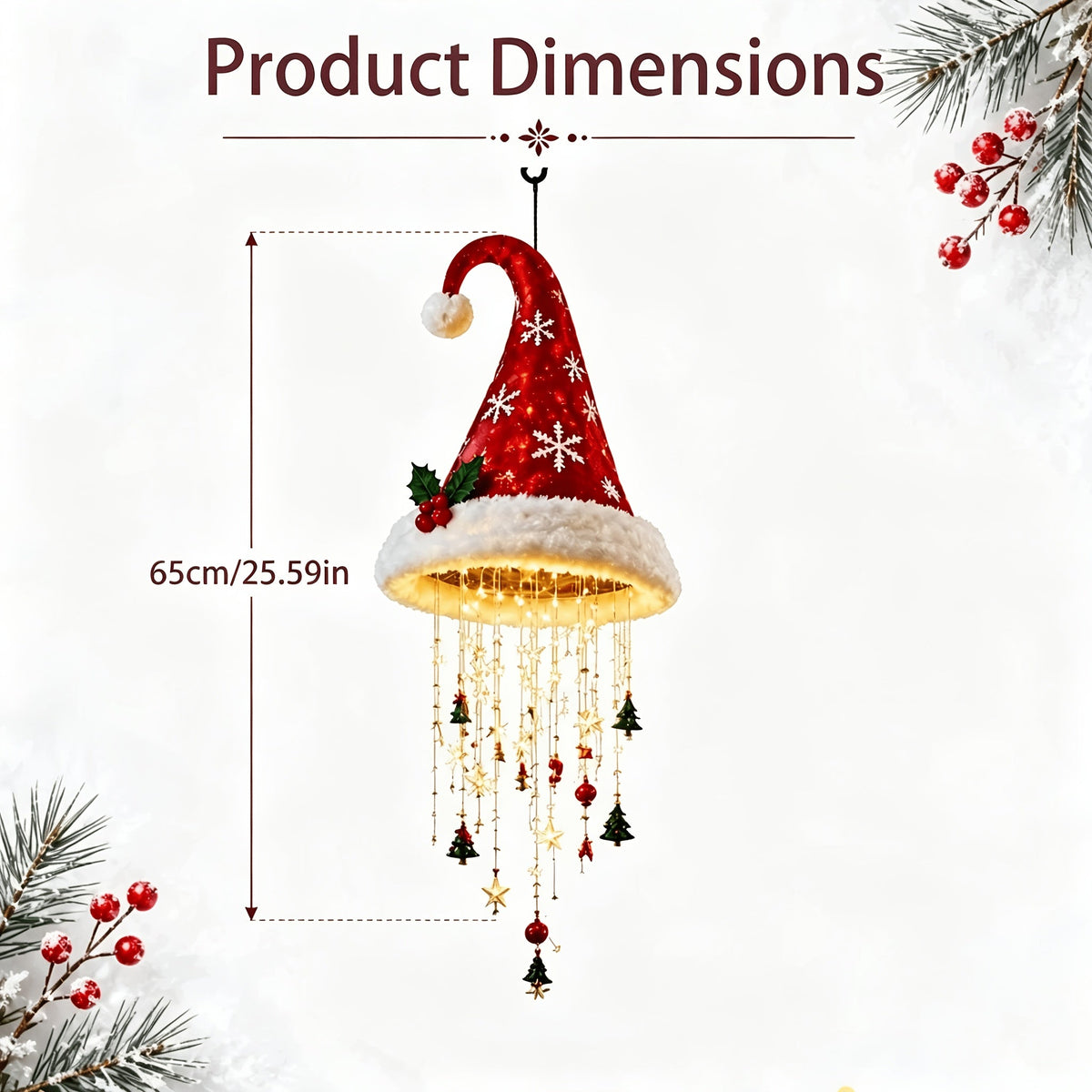 Wiszące Czapki Mikołaja LED 3 szt. – widok produktu 10 | Nuvira Home