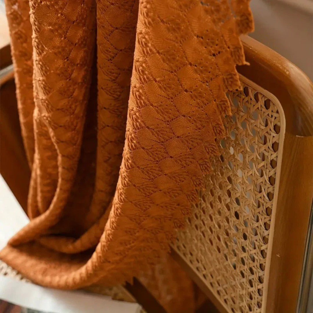 Zasłona Boho Szydełkowa – Bursztynowy Blask – widok produktu 4 | Nuvira Home