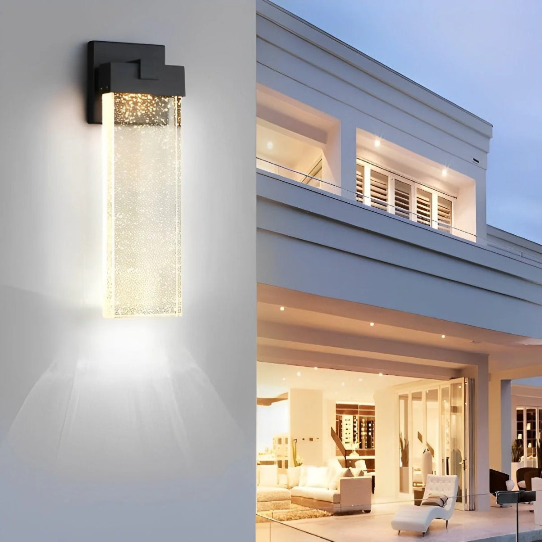Zewnętrzna lampa ścienna z kryształową bańką – widok produktu 6 | Nuvira Home