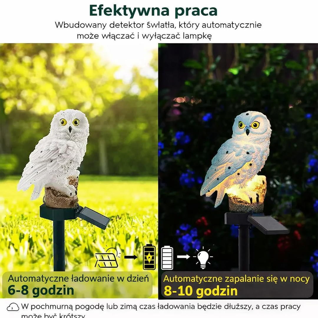 Zewnętrzna Solarna Lampa LED W Kształcie Sowy – widok produktu 8 | Nuvira Home