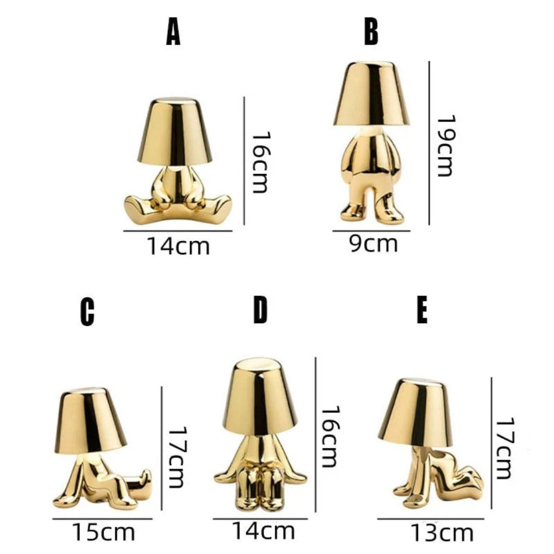 Złota lampa stołowa z siedzącą figurką – Artystyczna – widok produktu 11 | Nuvira Home