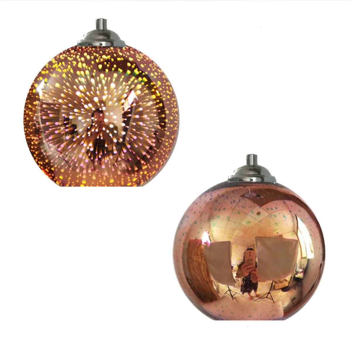 Lampa Wisząca ze Szklanym Kloszem 3D w Efekcie Fajerwerków