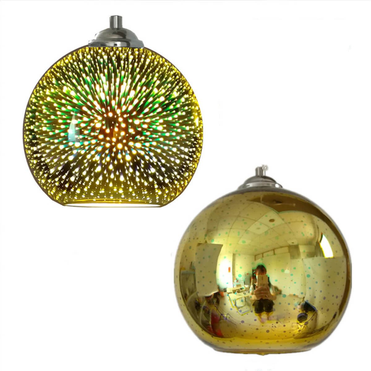 Lampa Wisząca ze Szklanym Kloszem 3D w Efekcie Fajerwerków