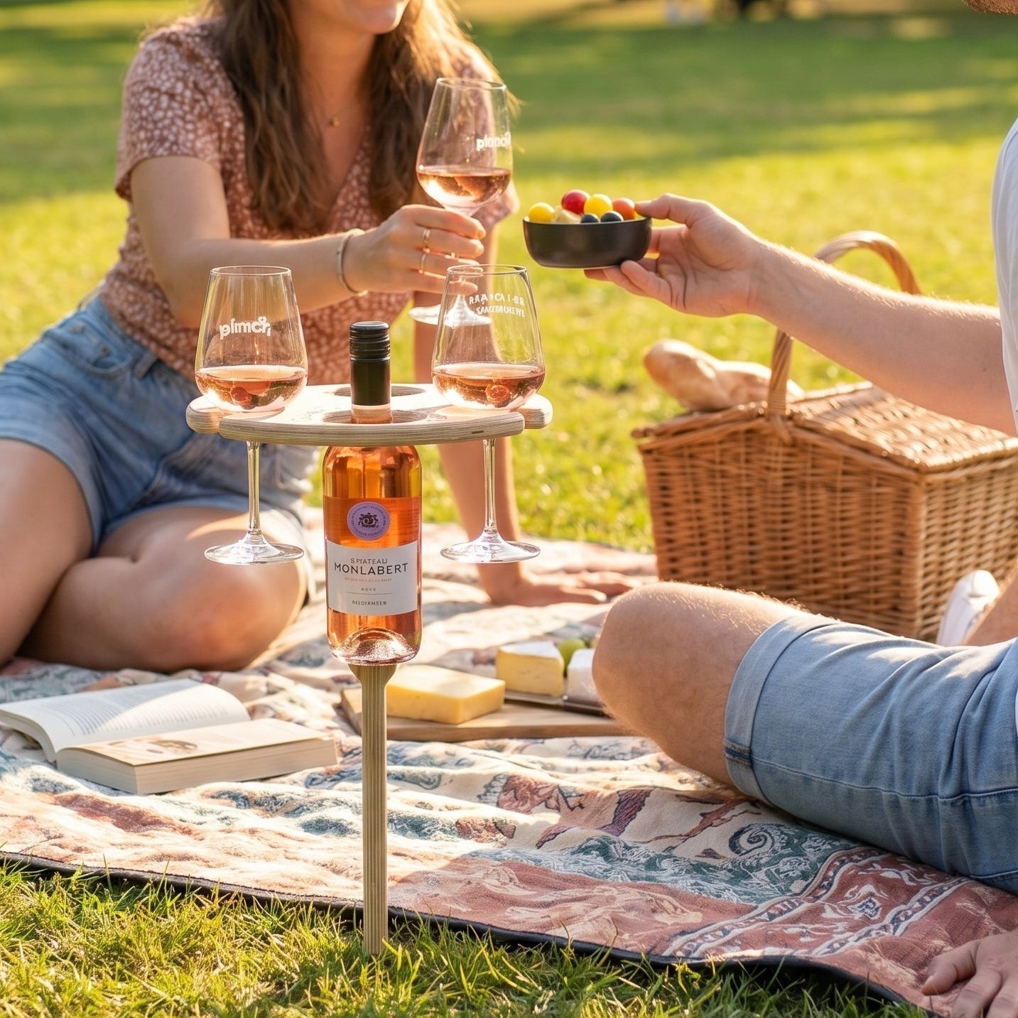 Składany Stolik na Wino ze Szpikulcem do Gruntu, na Piknik