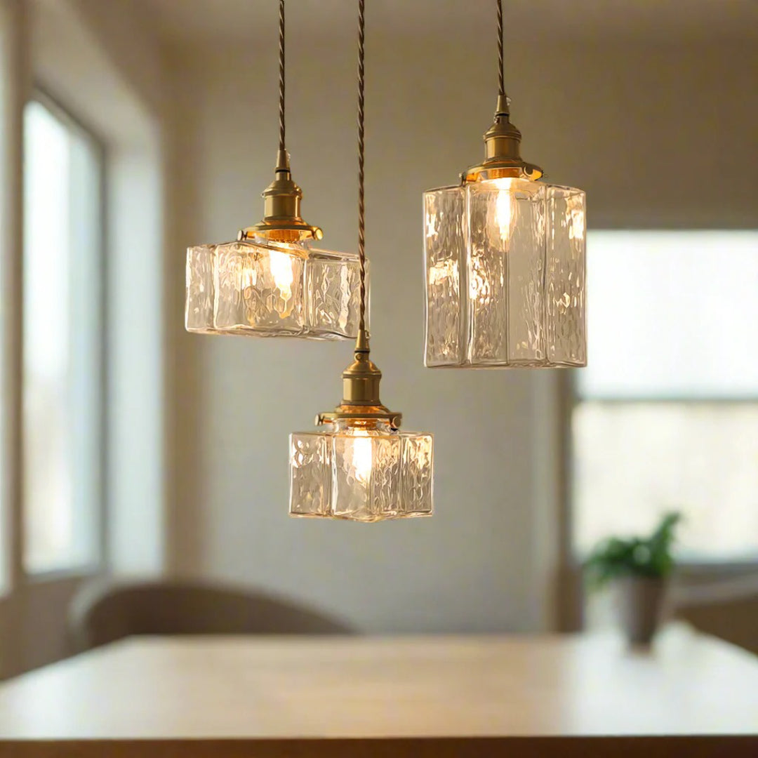 Vintage szklana lampa wisząca w stylu retro