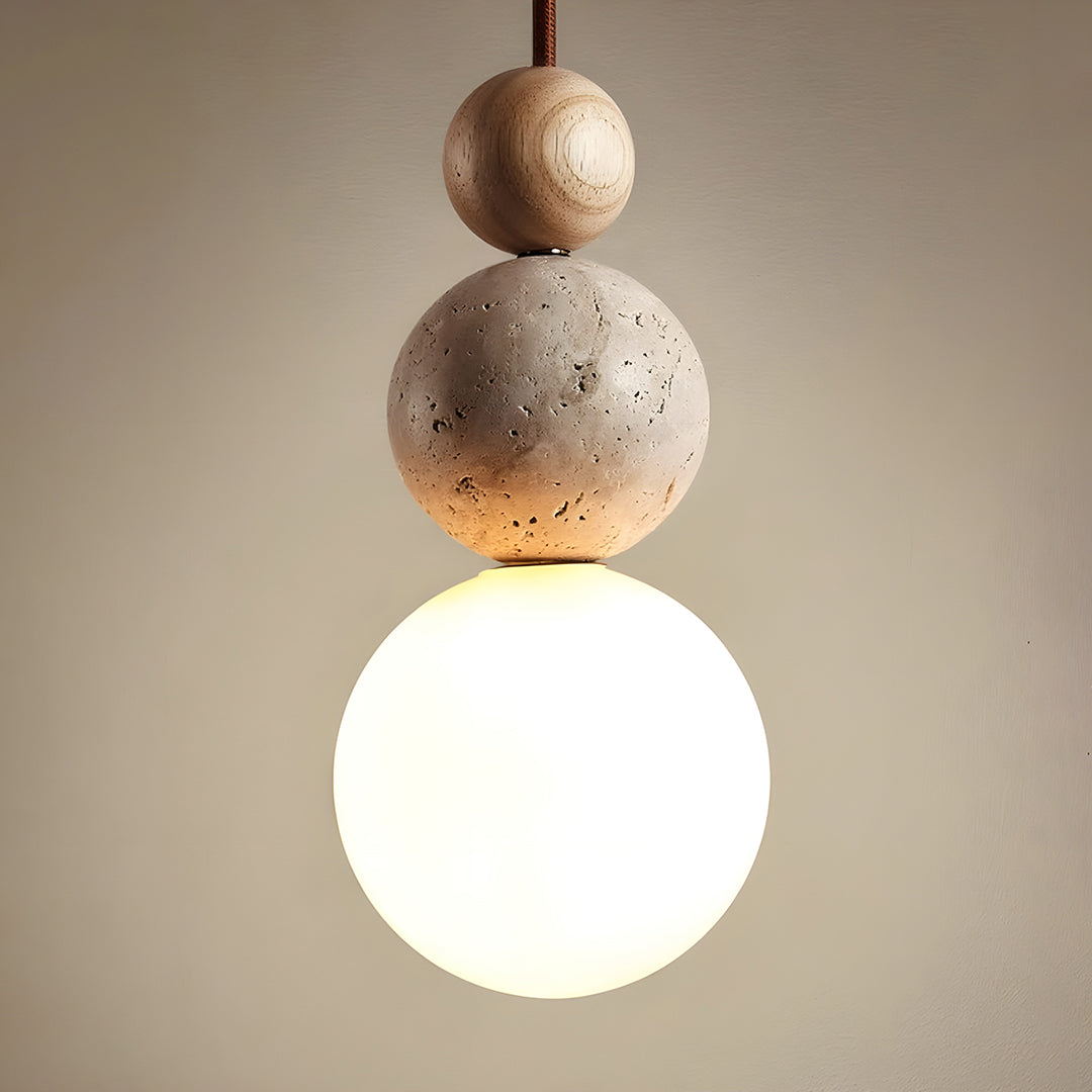 Lampa wisząca z trawertynu | Nowoczesna lampa sufitowa o rustykalnym uroku