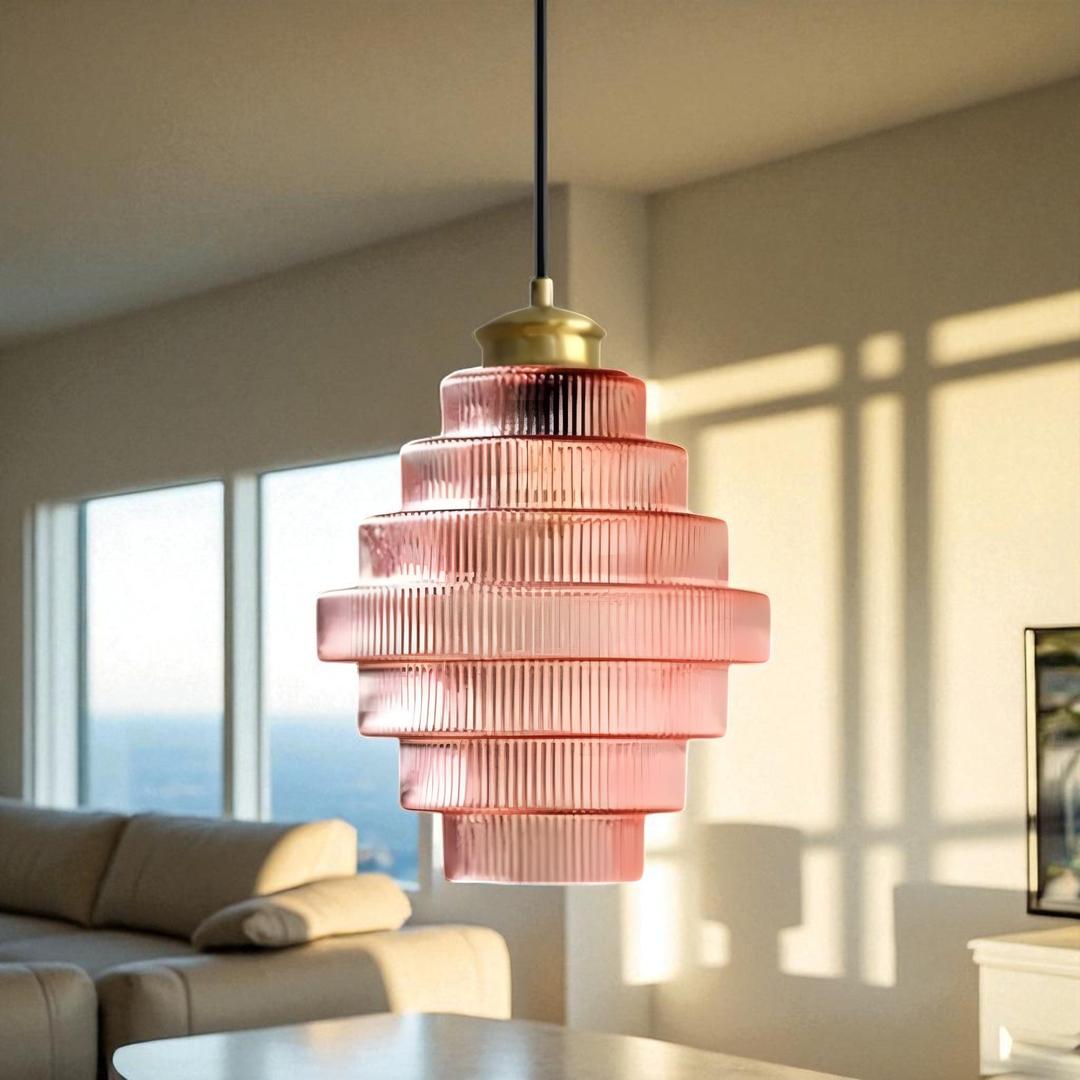Szklana Lampa Sufitowa Retro Design | Mosiężne Wykończenie