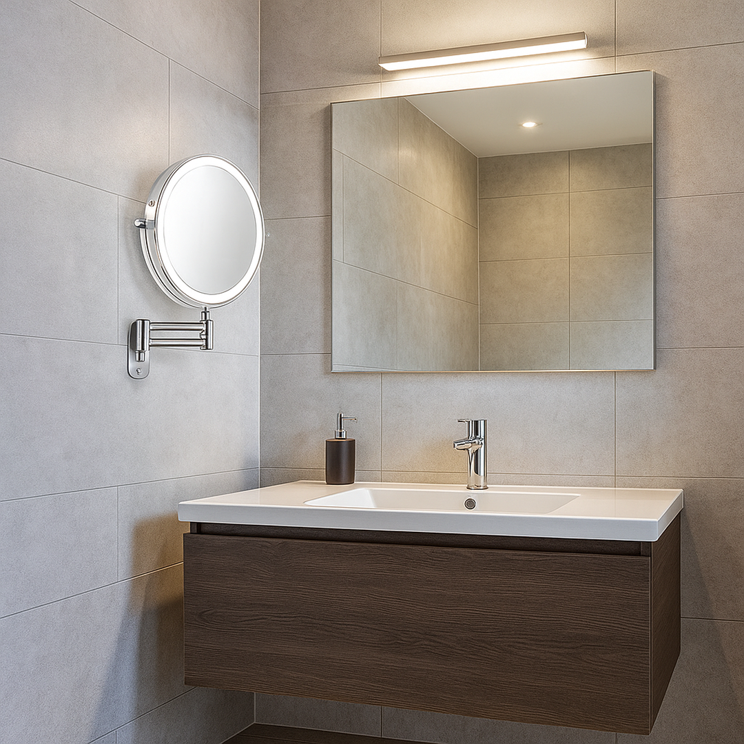 Lampa LED Do Makijażu Z Akumulatorem | Chromowany Srebrny