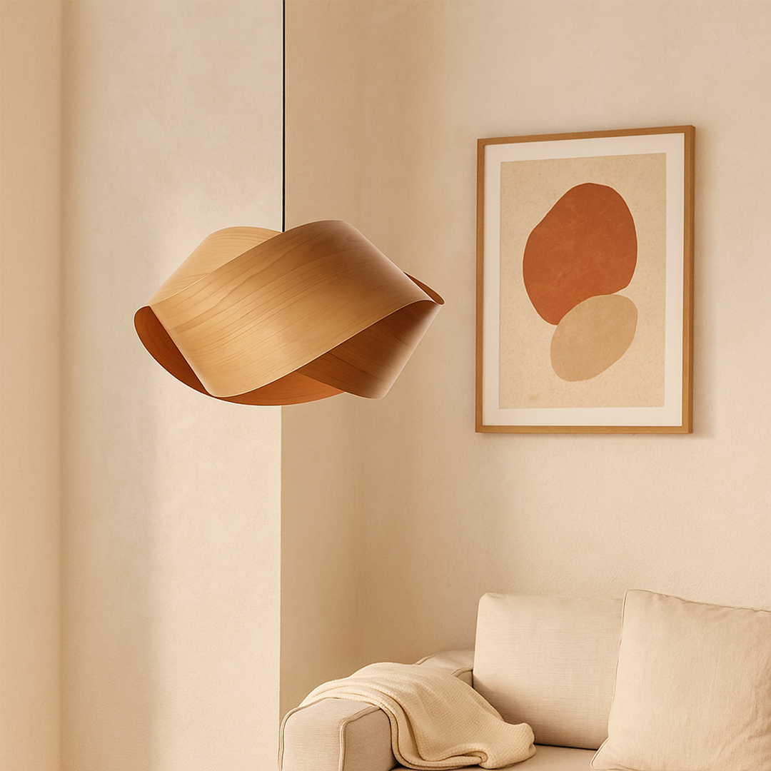 Drewniana Lampa Wisząca Spiralna | Nowoczesna