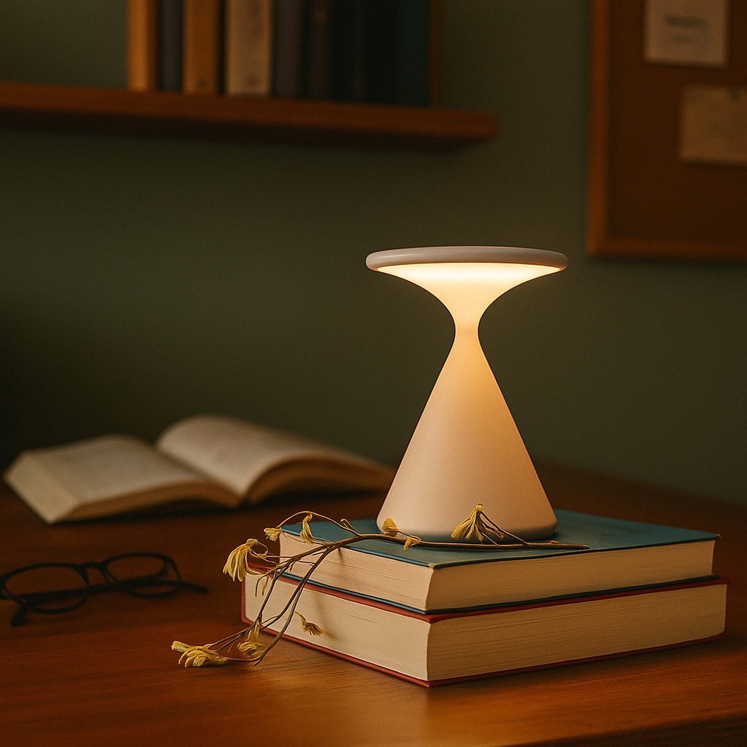 Lampa stołowa klepsydra regulowana | Bezprzewodowa lampa designerska