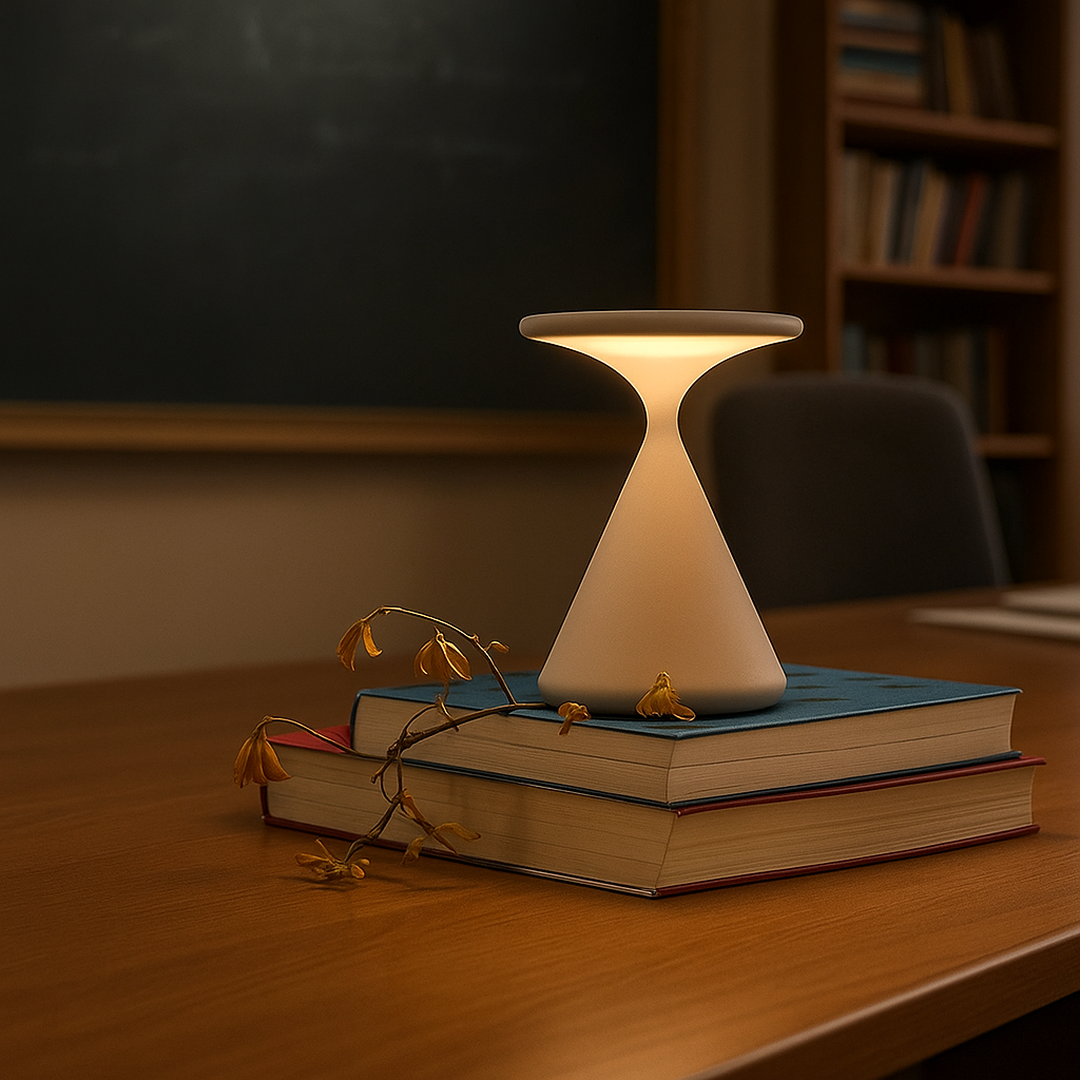 Lampa stołowa klepsydra regulowana | Bezprzewodowa lampa designerska
