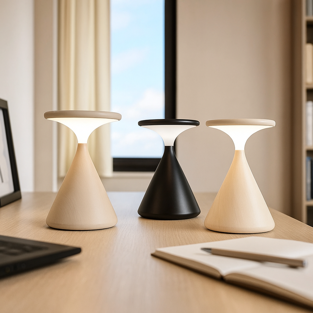 Lampa stołowa klepsydra regulowana | Bezprzewodowa lampa designerska
