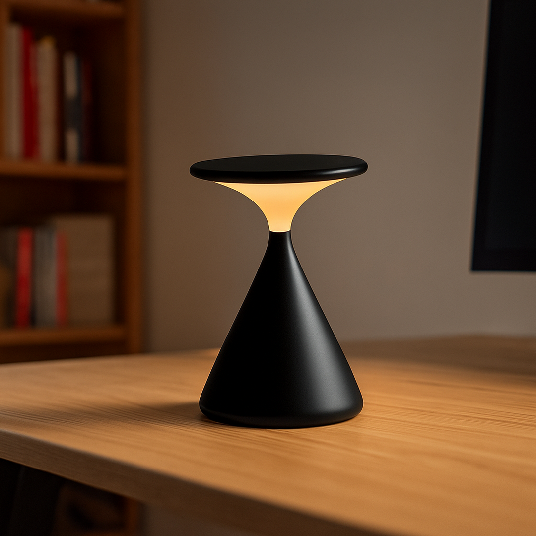 Lampa stołowa klepsydra regulowana | Bezprzewodowa lampa designerska