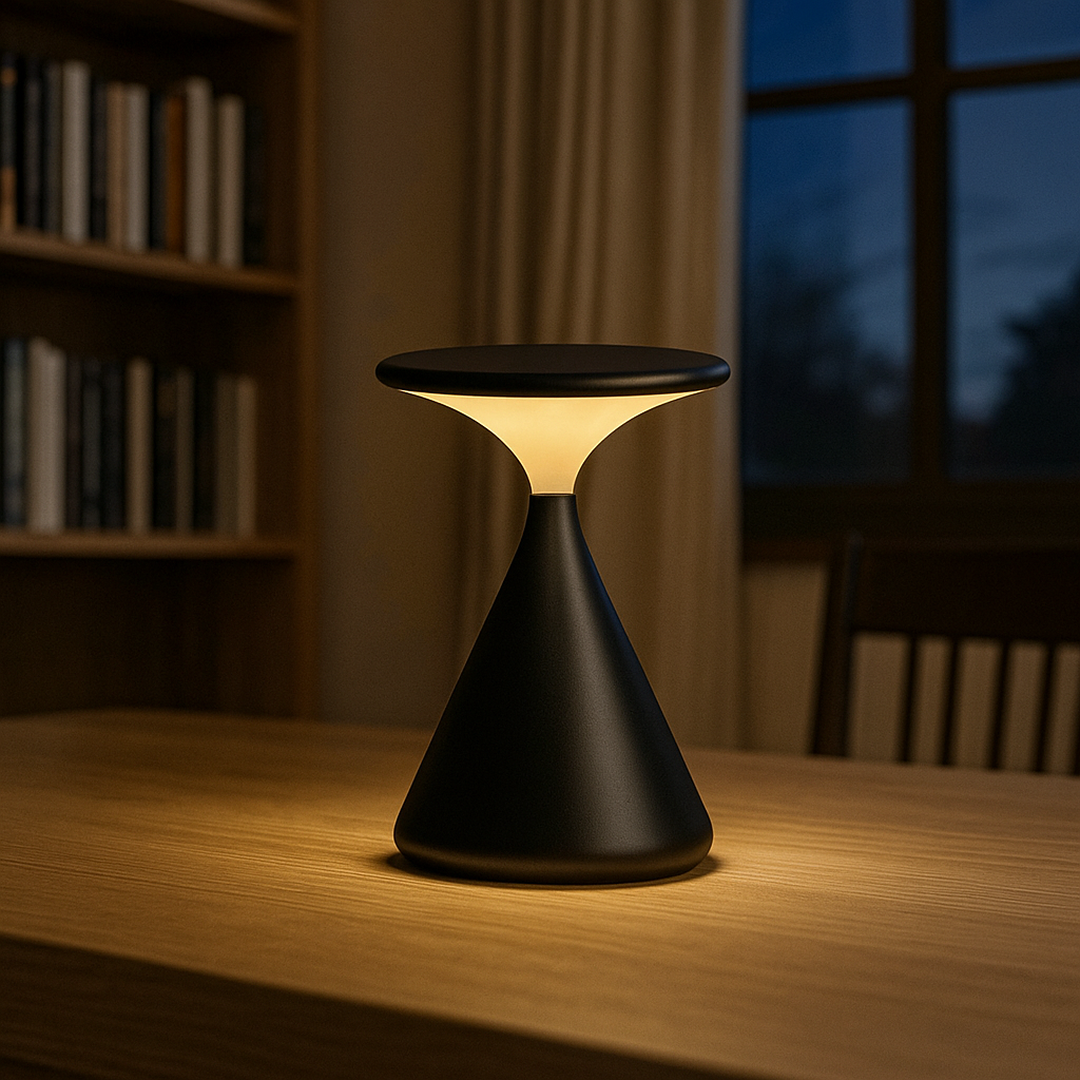 Lampa stołowa klepsydra regulowana | Bezprzewodowa lampa designerska