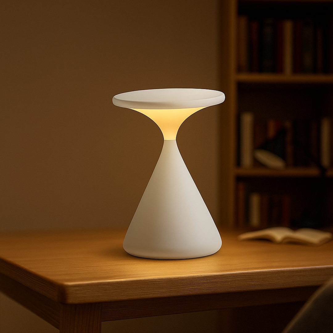 Lampa stołowa klepsydra regulowana | Bezprzewodowa lampa designerska