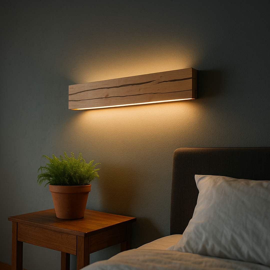 Nowoczesna drewniana lampa ścienna | Unikalny wzór pęknięcia