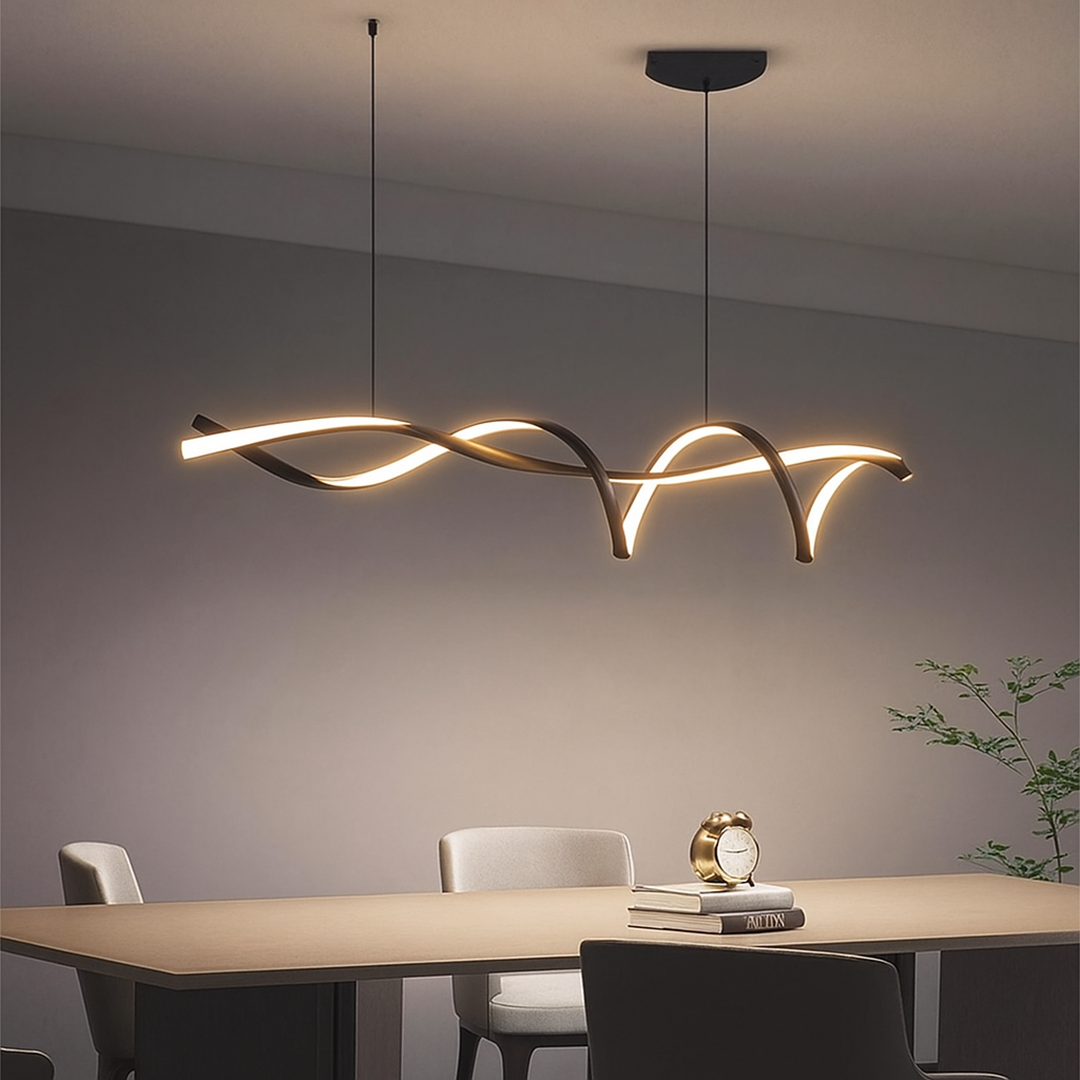 Czarny żyrandol LED do salonu | Nowoczesny design