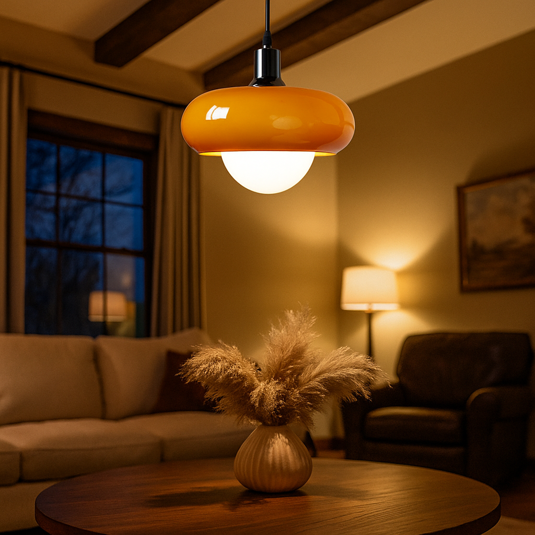 Szklana lampa wisząca Bauhaus | Elegancki kolor kawy