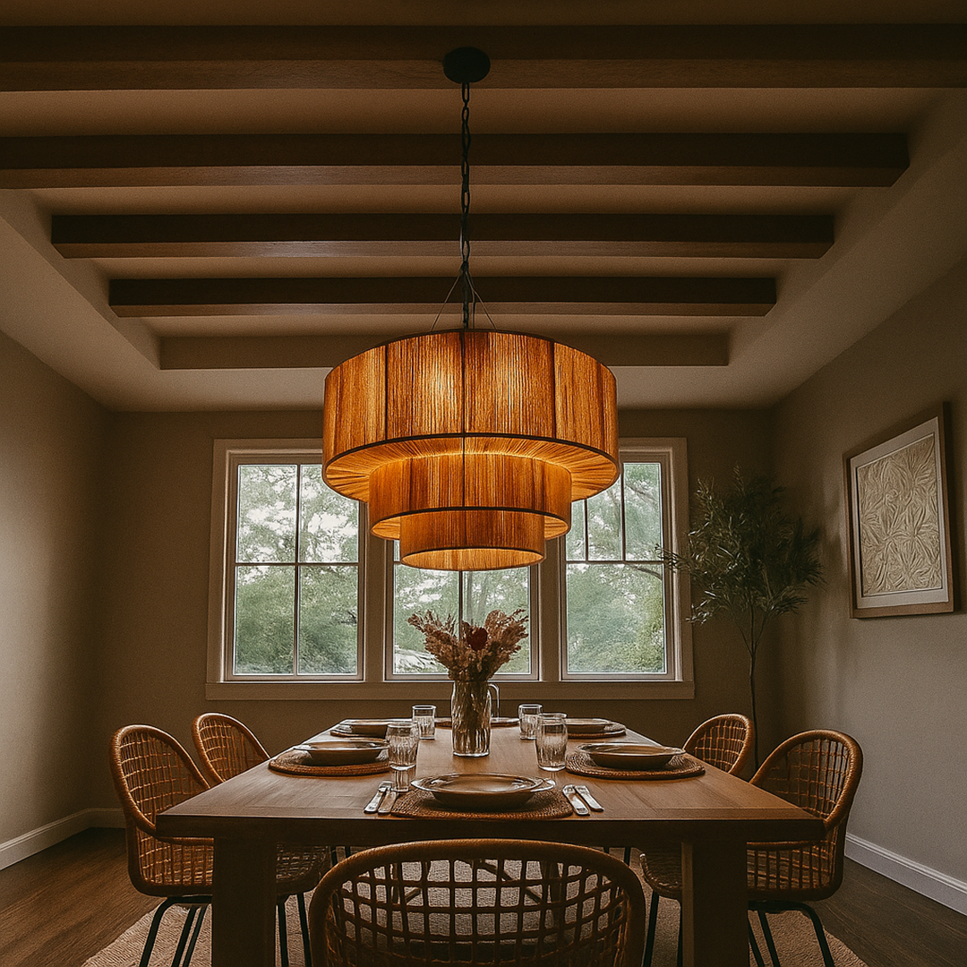 Boho-Inspirowana Pleciona Lampa Wisząca | Rattan