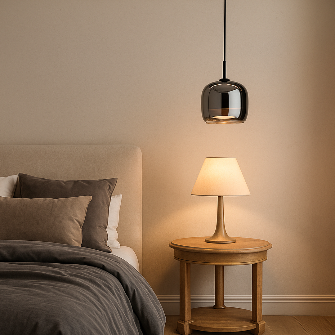 Kamienna Lampa Wisząca | Eleganckie Metalowe Wykończenie