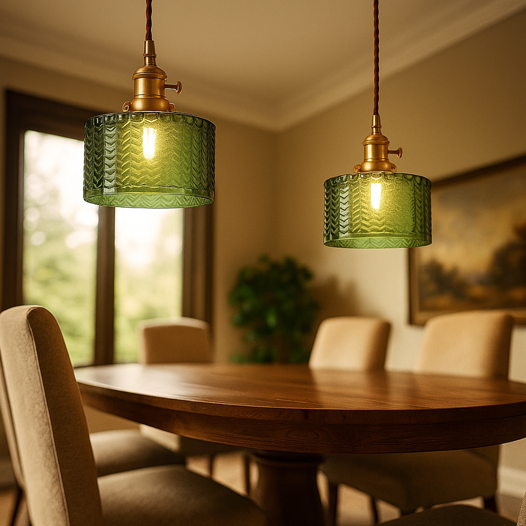 Lampa Sufitowa Z Teksturowanymi Szklanymi Kloszami | Nastrojowe Światło
