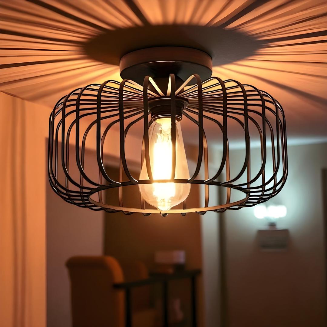 Lampa Sufitowa W Stylu Klatki | Czarna
