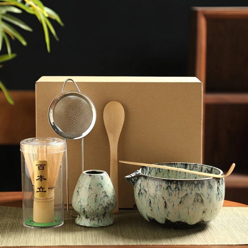Japoński Zestaw do Matchy 6 Elementów z Ceramiczną Czarką