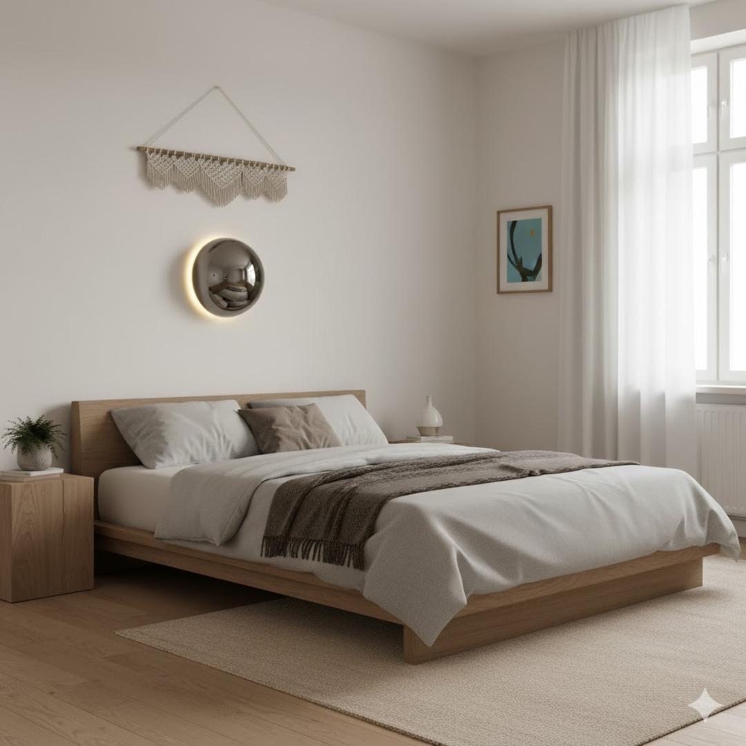 Lampa Ścienna Z Zakrzywioną Metalową Ramą | Styl Vintage