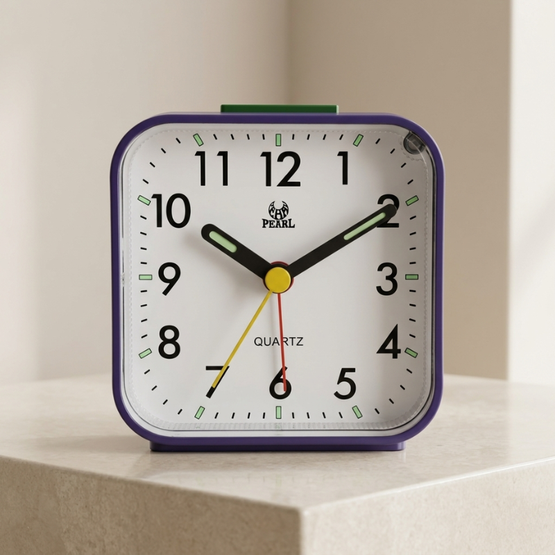 Budzik Analogowy Quartz 8 cm z Podświetleniem, Cichy Mechanizm