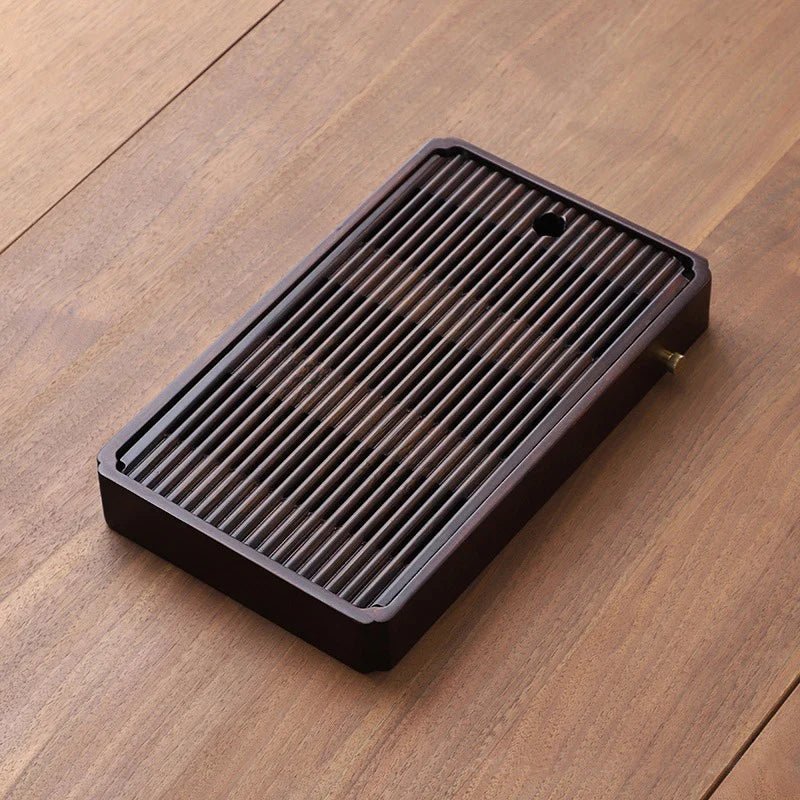 Taca do Herbaty z Bambusa 30x18 cm z Odpływem i Zbiornikiem Wody