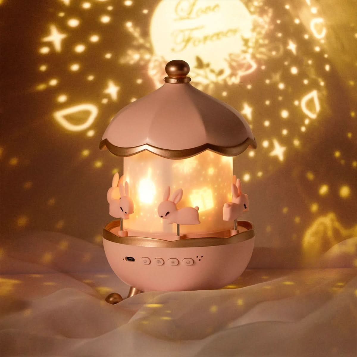 Lampka Nocna z Projektorem Gwiazd, Obrót 360° i Muzyka, na USB