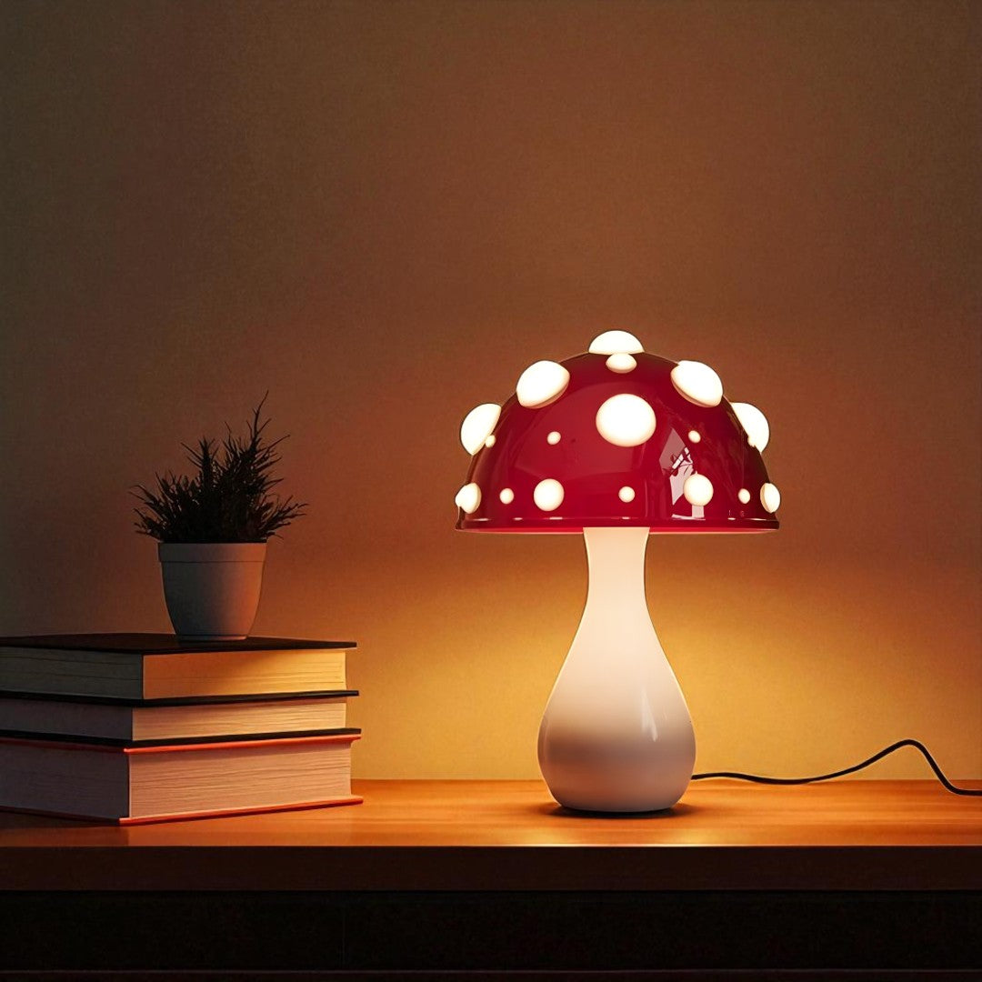 Lampa Stołowa LED Design w Kształcie Grzyba Aluminium i Szkło Akrylowe | Ściemniana