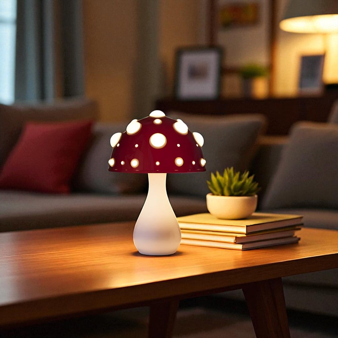 Lampa Stołowa LED Design w Kształcie Grzyba Aluminium i Szkło Akrylowe | Ściemniana