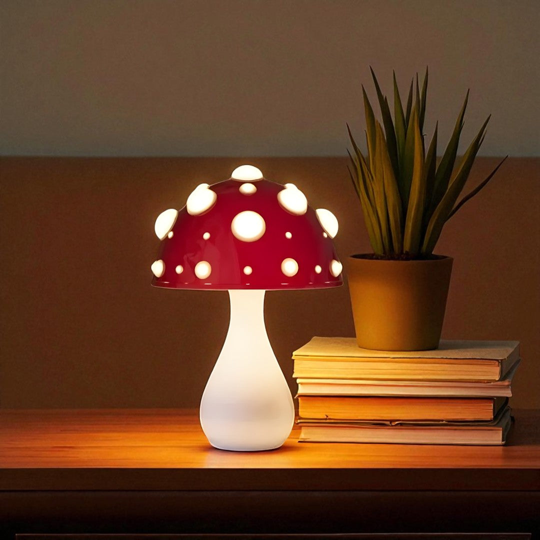 Lampa Stołowa LED Design w Kształcie Grzyba Aluminium i Szkło Akrylowe | Ściemniana