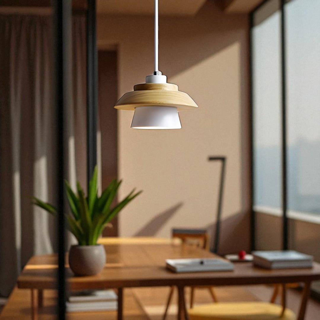 Skandynawska Minimalistyczna Lampa Wisząca | Drewniana