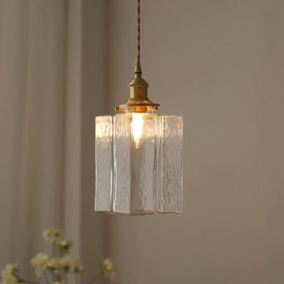 Vintage szklana lampa wisząca w stylu retro