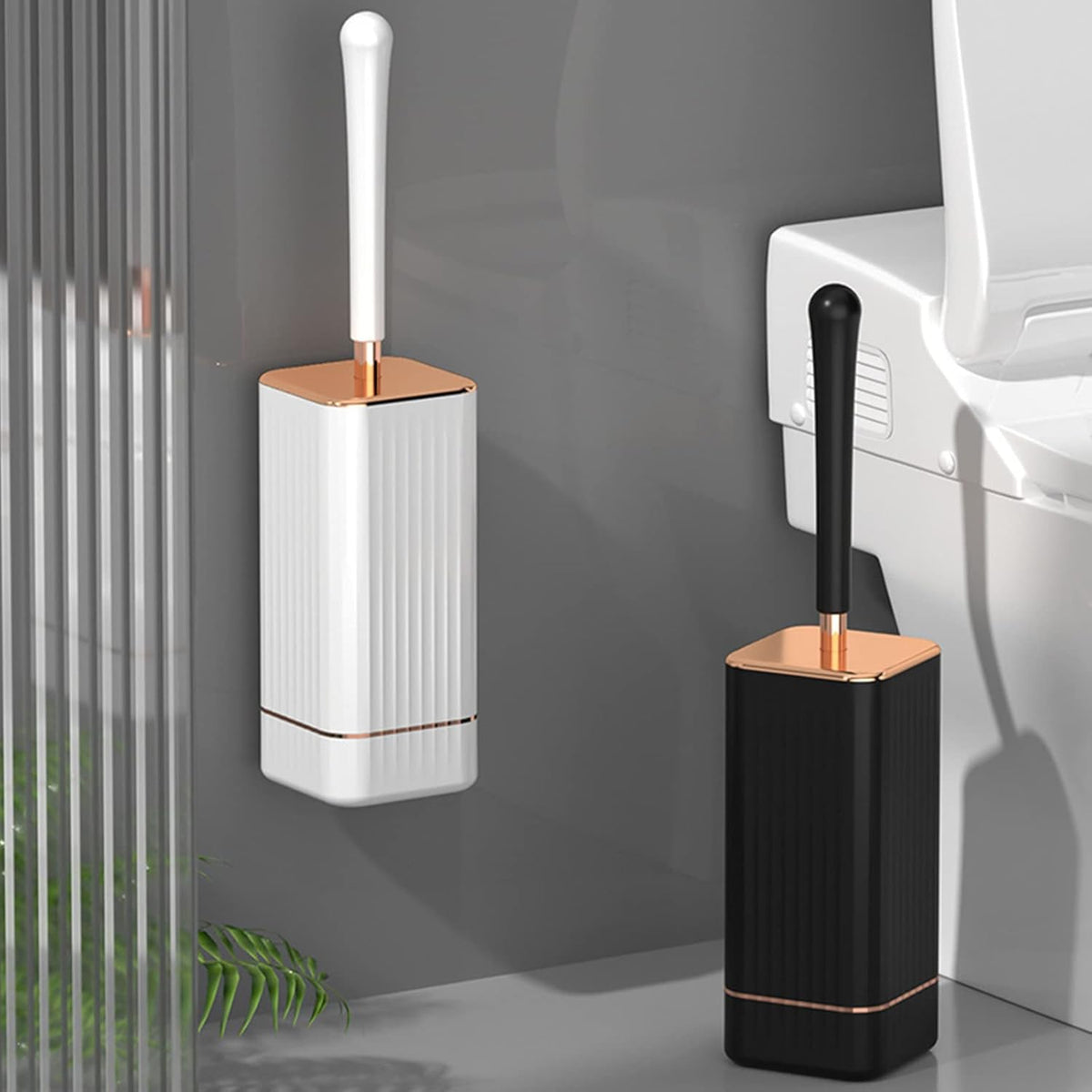 Szczotka do WC z Silikonu 41 cm z Podstawką, Montaż na Ścianie
