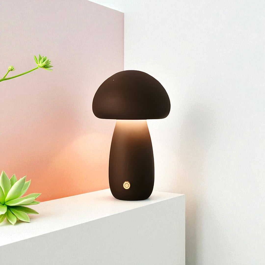 Bezprzewodowa Drewniana Lampa Stołowa | Design Grzybek