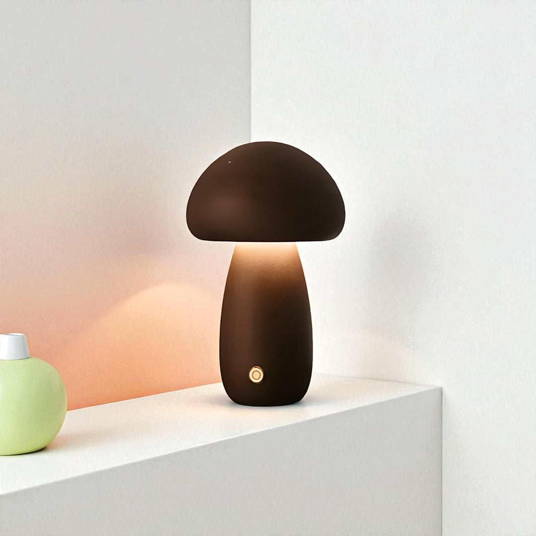 Bezprzewodowa Drewniana Lampa Stołowa | Design Grzybek