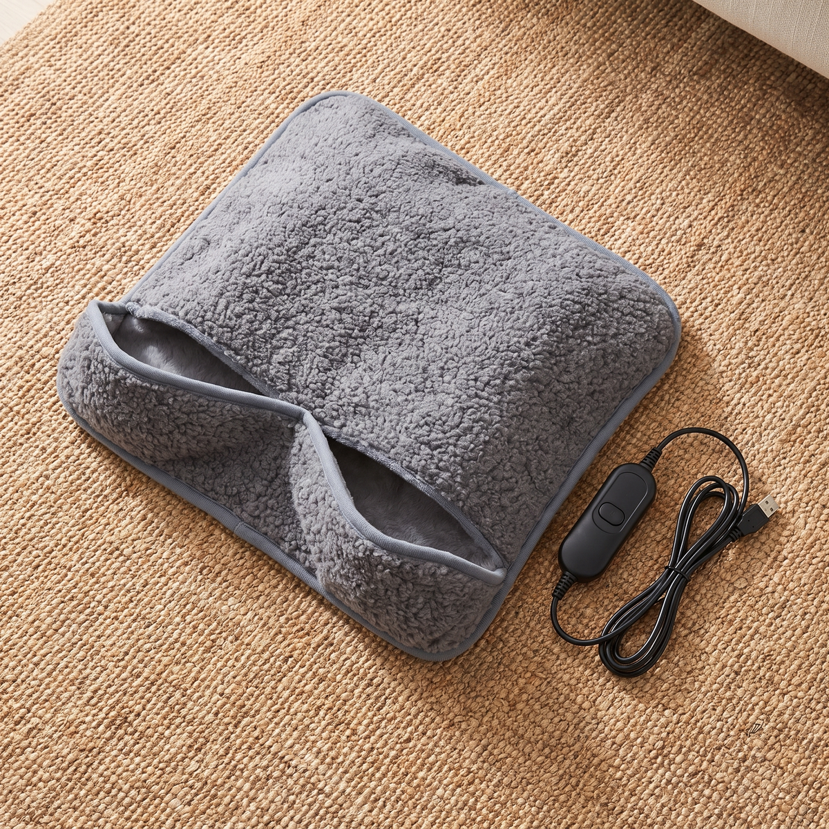 Elektryczny Ogrzewacz Stóp z Pluszu USB 41x41 cm, 5 Poziomów, Timer