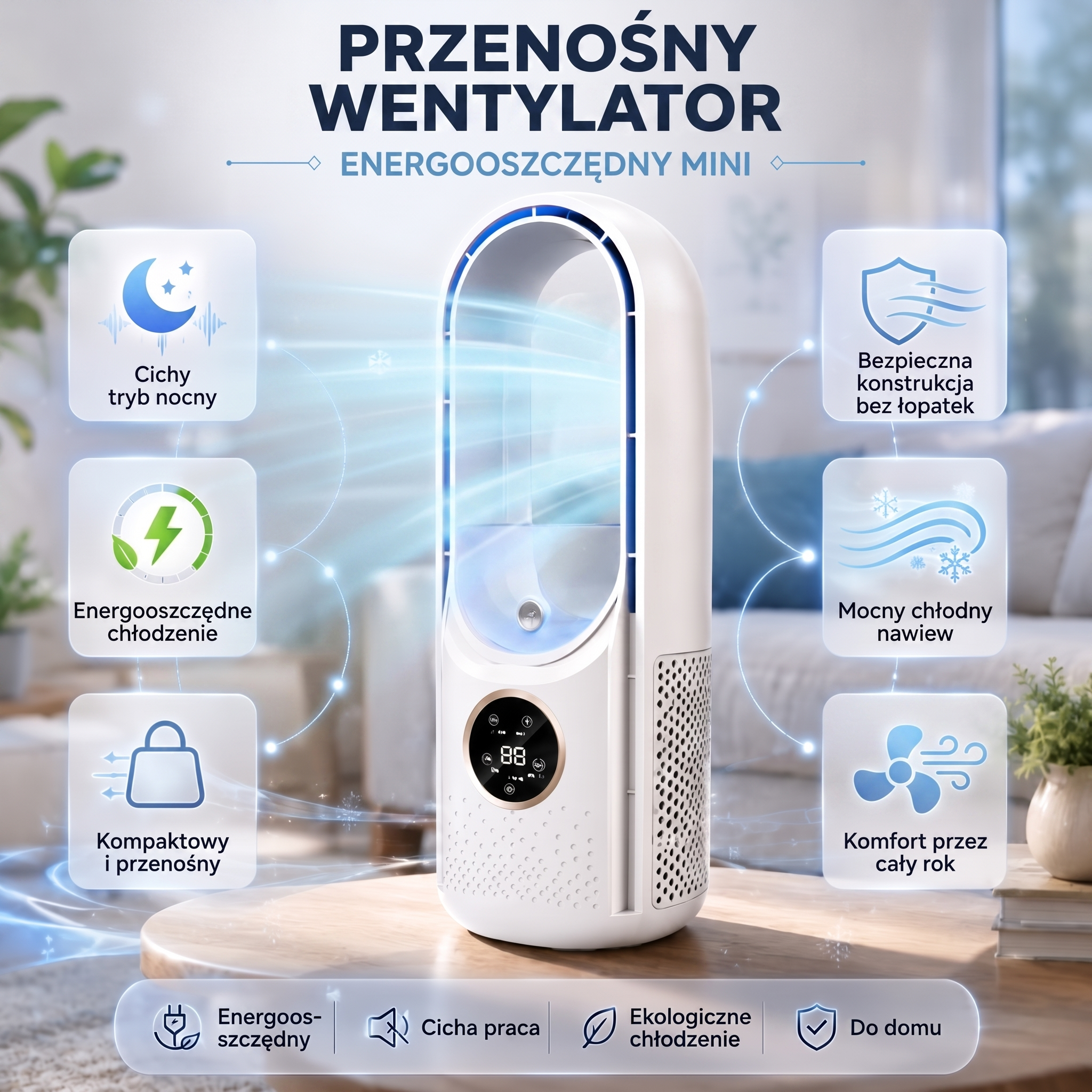 Mini wentylator bezłopatkowy – funkcje