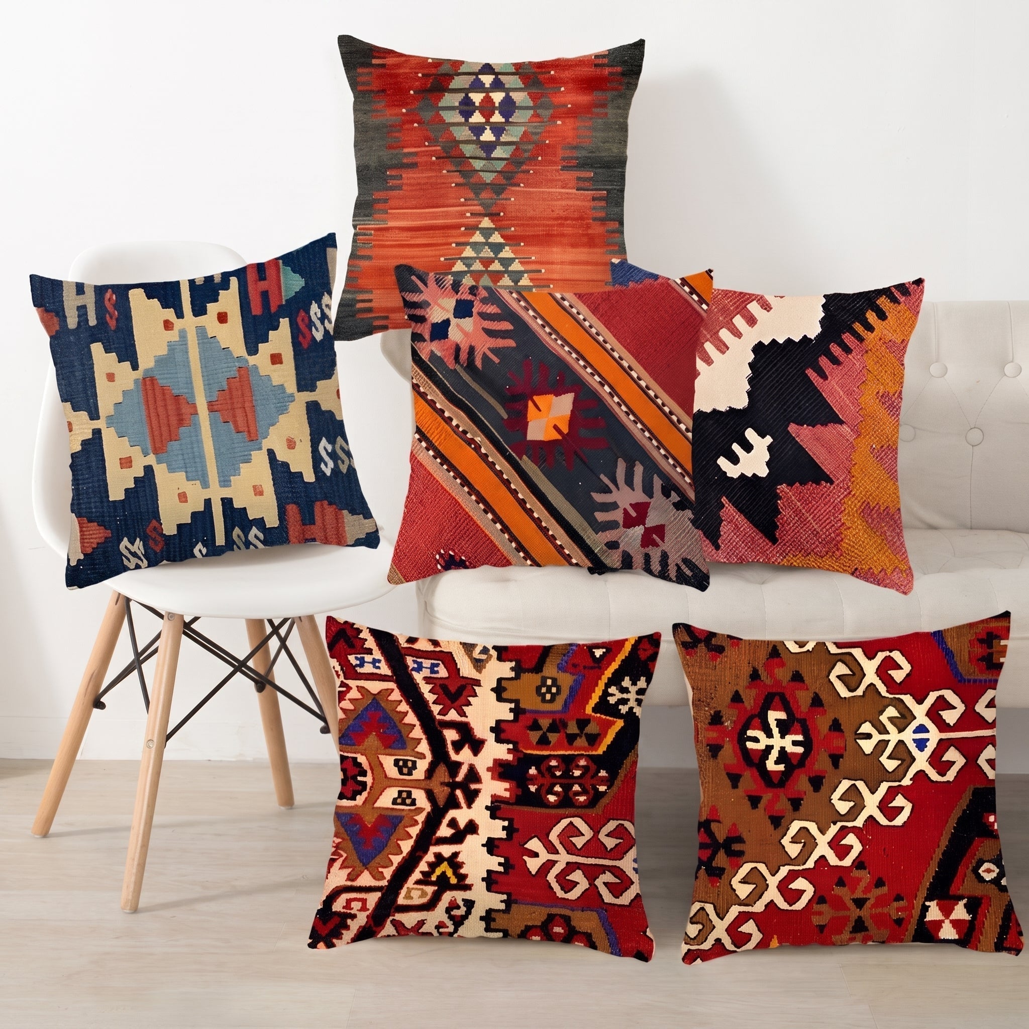 Poszewka Kilim z Geometrycznym Wzorem Etnicznym, Dziesięć Wzorów