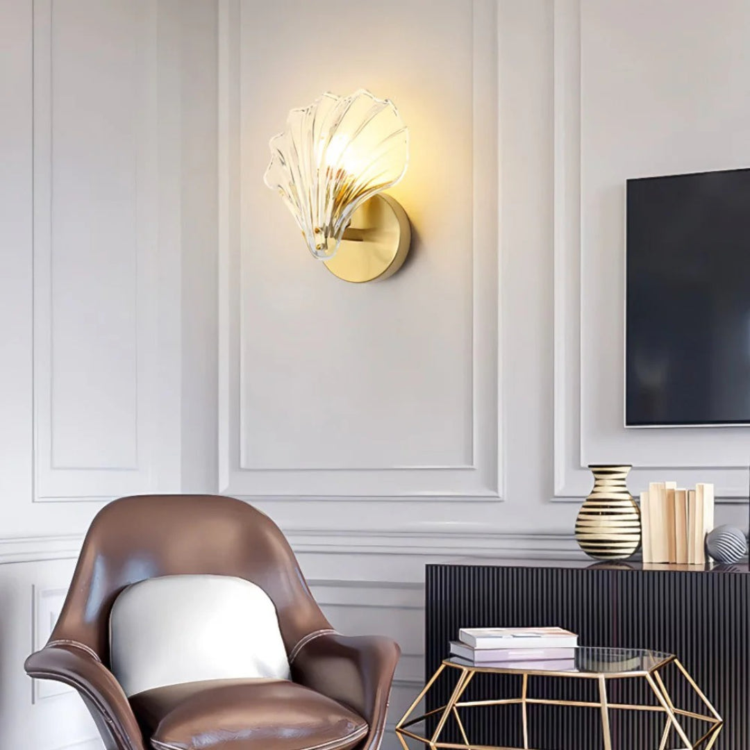 Art Deco mosiężna lampa ścienna w kształcie muszli – widok produktu 11 | Nuvira Home